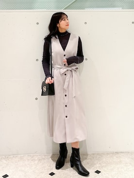 「スクエアトゥ」｜「アイテム（ワンピース/ドレス）」を使った、AYANOさん（レディース・162cm）の冬コーディネート