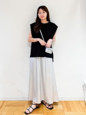 「ロング」｜「アイテム（Tシャツ/カットソー）」を使った、AYANOさん（レディース・162cm）の夏コーディネート