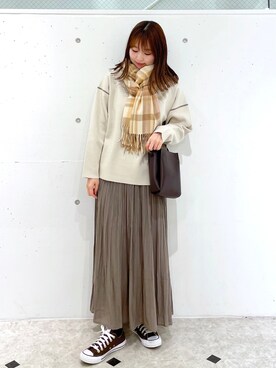 「アイテム（ストール/ショール）」を使った、AYANOさん（レディース・162cm）の冬コーディネート
