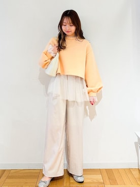 「24SS春の新作」｜「アイテム（スウェット）」を使った、AYANOさん（レディース・162cm）の春コーディネート