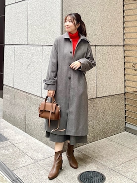 「ROPE' PICNIC（ロペピクニック）のアイテム（ステンカラーコート）」を使った、AYANOさん（レディース・162cm）の秋コーディネート
