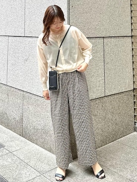 「ROPE' PICNIC（ロペピクニック）の洗える/レーヨンナイロンイージーワイドパンツ（その他パンツ）」を使った、AYANOさん（レディース・162cm）の春コーディネート