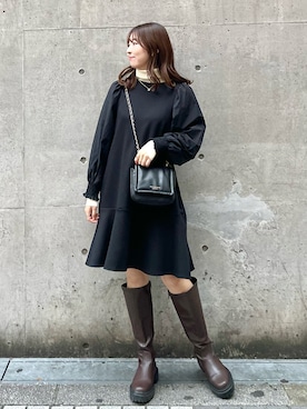「マイベストコーデ2022」｜「アイテム（ワンピース/ドレス）」を使った、AYANOさん（レディース・162cm）の冬コーディネート