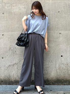 「ROPE' PICNIC（ロペピクニック）の洗える/レーヨンナイロンイージーワイドパンツ（その他パンツ）」を使った、AYANOさん（レディース・162cm）の春コーディネート