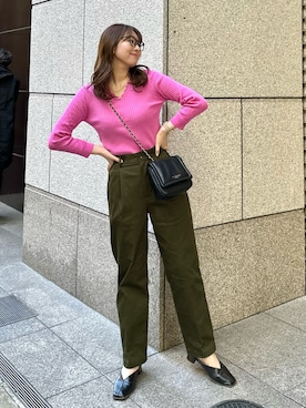 「春服デビュー宣言」｜「アイテム（チノパンツ）」を使った、AYANOさん（レディース・162cm）の春コーディネート