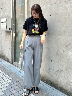 「MICKEY MOUSE（ミッキーマウス）のアイテム」を使った、AYANOさん（レディース・162cm）の夏コーディネート
