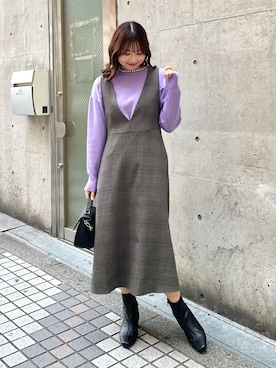 「スクエアトゥ」｜「アイテム（ジャンパースカート）」を使った、AYANOさん（レディース・162cm）の冬コーディネート
