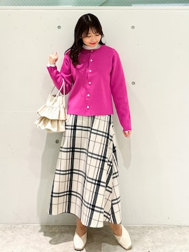 「ROPE' PICNIC（ロペピクニック）のチェックボリュームスカート（スカート）」を使った、AYANOさん（レディース・162cm）の春コーディネート