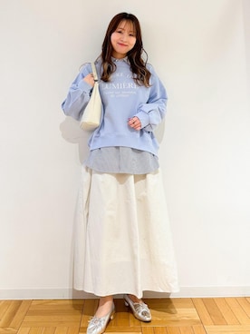 「24SS春の新作」｜「アイテム（スウェット）」を使った、AYANOさん（レディース・162cm）の春コーディネート