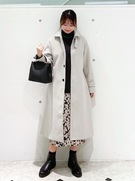 「ROPE' PICNIC（ロペピクニック）のアイテム（ステンカラーコート）」を使った、AYANOさん（レディース・162cm）の冬コーディネート
