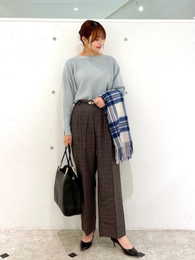 「チェック柄に恋してる」｜「アイテム（パンプス）」を使った、AYANOさん（レディース・162cm）の秋コーディネート