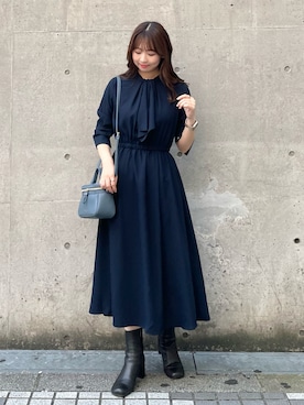 「ROPE' PICNIC（ロペピクニック）のバニティショルダーバッグ（ショルダーバッグ）」を使った、AYANOさん（レディース・162cm）の秋コーディネート