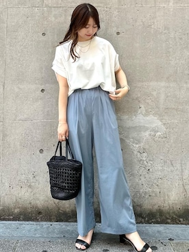 「ROPE' PICNIC（ロペピクニック）の洗える/レーヨンナイロンイージーワイドパンツ（その他パンツ）」を使った、AYANOさん（レディース・162cm）の春コーディネート