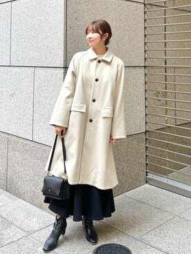 「ROPE' PICNIC（ロペピクニック）のアイテム（ステンカラーコート）」を使った、AYANOさん（レディース・162cm）の冬コーディネート