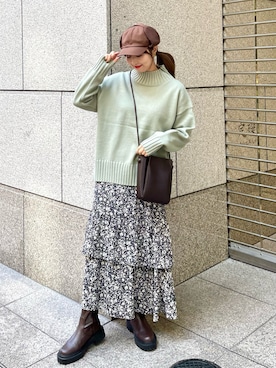 「GERRY（ジェリー）のアイテム（帽子）」を使った、AYANOさん（レディース・162cm）の冬コーディネート