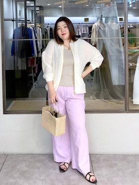 「Elura（エルーラ）の≪COTTO/コット≫リングカゴBAG/646466（手提包、ブラック系）」を使った、hama3elさん（レディース・154cm）の春コーディネート