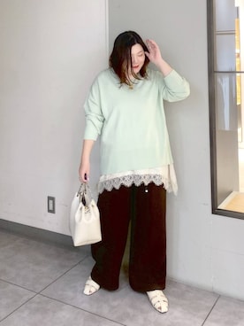 「Elura（エルーラ）のマンテルチェーンコインネックレス/591816（项链、ゴールド系）」を使った、hama3elさん（レディース・154cm）の春コーディネート