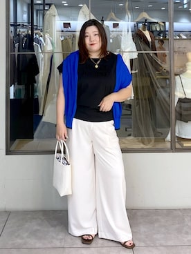「Elura（エルーラ）のマンテルチェーンコインネックレス/591816（ネックレス、ゴールド系）」を使った、hama3elさん（レディース・154cm）の夏コーディネート