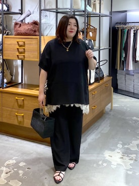 「Elura（エルーラ）のレースサテンキャミソール/625546（吊带、ホワイト系）」を使った、hama3elさん（レディース・154cm）の春コーディネート