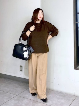 「アイテム（ボストンバッグ）」を使った、hama3elさん（レディース・154cm・30代）の秋コーディネート