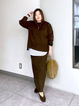 「Elura（エルーラ）の毛玉しらずボートプルオーバー/571778（ニット/セーター）」を使った、hama3elさん（レディース・154cm）の秋コーディネート