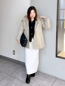 「アイテム（マウンテンパーカー）」を使った、hama3elさん（レディース・154cm）の冬コーディネート