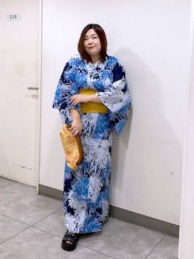 「アイテム（水着/着物・浴衣、イエロー系）」を使った、hama3elさん（レディース・154cm）の夏コーディネート
