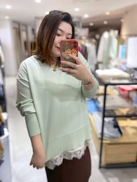 「Elura（エルーラ）のマンテルチェーンコインネックレス/591816（项链、ゴールド系）」を使った、hama3elさん（レディース・154cm）の春コーディネート