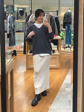 「アイテム（ネックレス）」を使った、hinataさん（レディース・160cm）の冬コーディネート