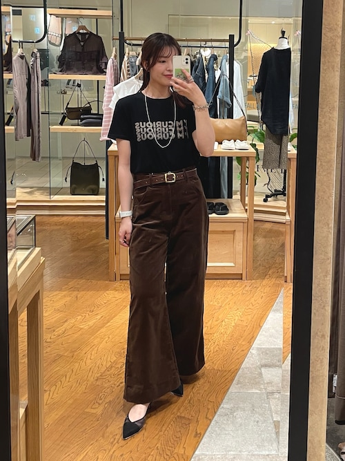 【トレンド秋カラー】ストレッチコールフレアパンツ