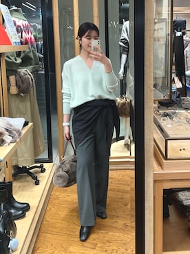 「アイテム（ストール/ショール）」を使った、hinataさん（レディース・160cm）の秋コーディネート