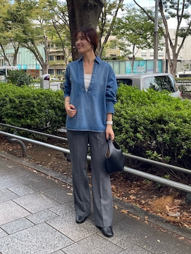 「RIVE DROITE（リヴドロワ）の【安定感◎】ラウンドトゥショートブーツ（ブーツ）」を使った、hinataさん（レディース・160cm）の秋コーディネート