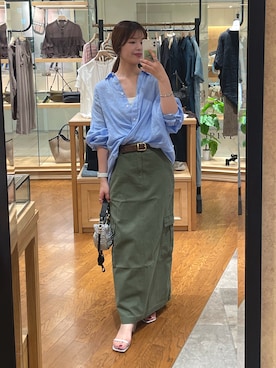 「アイテム（ベルト）」を使った、hinataさん（レディース・160cm）の夏コーディネート