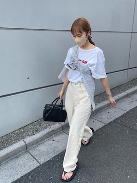 「Ungrid（アングリッド）のロゴ発砲プリントTee（Tシャツ/カットソー）」を使った、konomiさん（レディース・160cm）の夏コーディネート