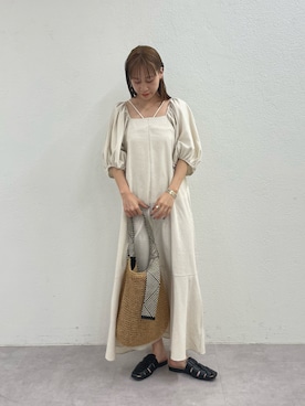 「ペーパーバッグ」｜「アイテム（ワンピース/ドレス）」を使った、konomiさん（レディース・160cm）の春コーディネート
