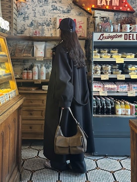 「アイテム（ステンカラーコート）」を使った、konomiさん（レディース・160cm）の冬コーディネート