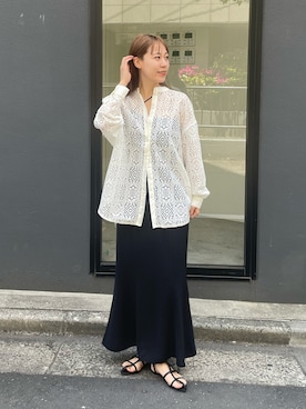 「レースブラウス」｜「アイテム（その他）」を使った、konomiさん（レディース・160cm）の春コーディネート