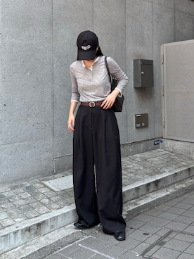 「アイテム（スラックス）」を使った、konomiさん（レディース・160cm）の夏コーディネート