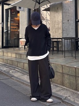 「アイテム（スラックス）」を使った、konomiさん（レディース・160cm）の秋コーディネート