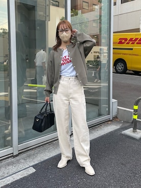 「Ungrid（アングリッド）のロゴ発砲プリントTee（Tシャツ/カットソー）」を使った、konomiさん（レディース・160cm）の夏コーディネート