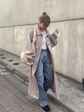 「ほめられ本命コーデ」｜「アイテム（トレンチコート）」を使った、konomiさん（レディース・160cm）の冬コーディネート