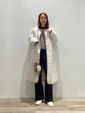 「スクエアトゥ」｜「アイテム（ノーカラーコート）」を使った、konomiさん（レディース・160cm）の秋コーディネート