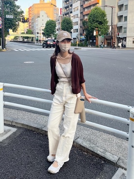 「フリンジデニム」｜「アイテム（帽子）」を使った、konomiさん（レディース・160cm）の夏コーディネート