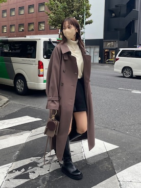 「COLONY 2139（コロニートゥーワンスリーナイン）のアイテム（ステンカラーコート）」を使った、konomiさん（レディース・160cm）の秋コーディネート