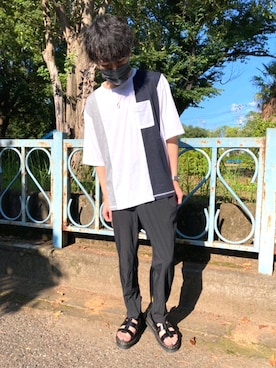 「PLST（プラステ）のアイテム（パンツ）」を使った、takeさん（メンズ・167cm）の夏コーディネート