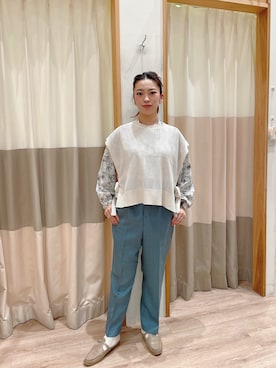 「Samansa Mos2 blue」｜「アイテム（スリッポン）」を使った、❁﻿.MiA.❁﻿さん（レディース・153cm）の春コーディネート