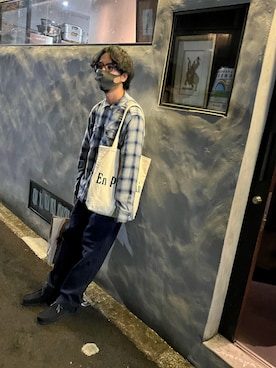 「Clarks（クラークス）のWallabee 2 / メンズ ワラビー2 (ブラックスエード)（モカシン/デッキシューズ）」を使った、ぼたさん（メンズ・170cm）の秋コーディネート