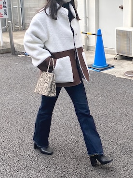 「LOWRYS FARM（ローリーズファーム）のストレッチヒールブーツ　851418（ブーツ）」を使った、ころんさん（レディース・150cm）の冬コーディネート