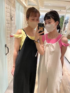 「スリット」｜「アイテム（オールインワン・サロペット）」を使った、harukaさん（レディース・155cm）の夏コーディネート