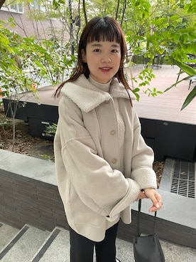 「Kastane（カスタネ）のアイテム（ムートンコート）」を使った、harukaさん（レディース・155cm）の冬コーディネート